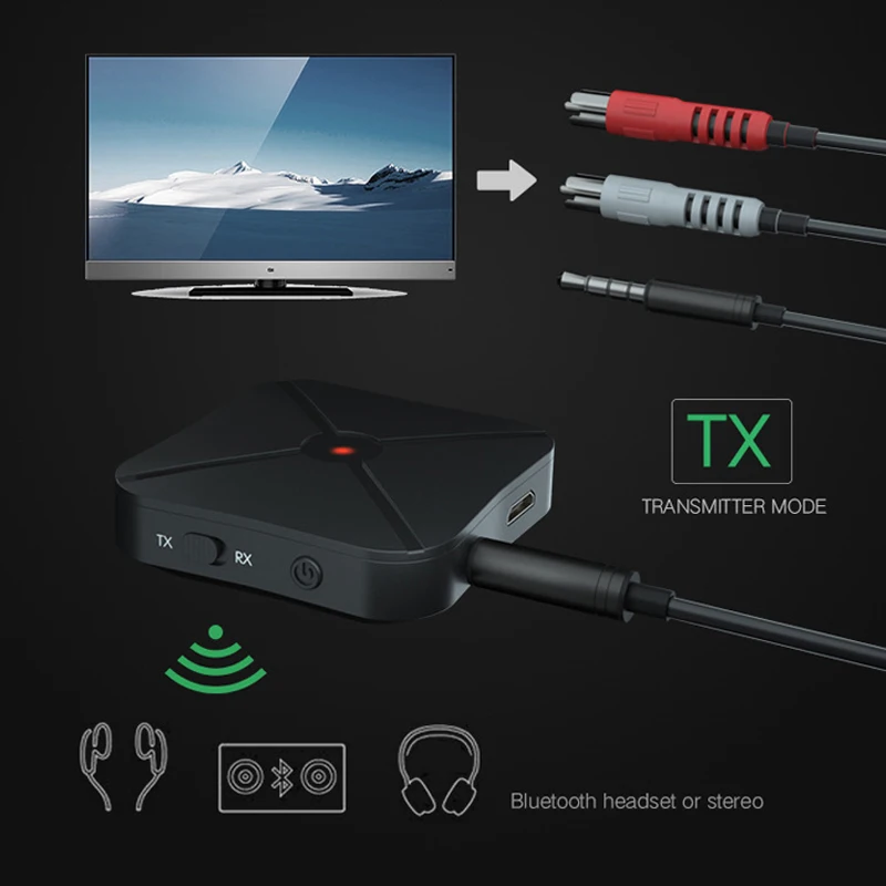 1/2 ADET 1 Gerçek Stereo Bluetooth uyumlu 5.0 Alıcı Verici Bluetooth Kablosuz Adaptör Ses 3.5 MM AUX TV MP Görüntü 2