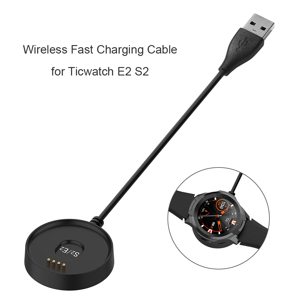 100cm Taşınabilir Hızlı Şarj Yedek USB akıllı saat Hızlı Şarj Cradle şarj standı Kablosu Ticwatch E2 / S2 Görüntü 2