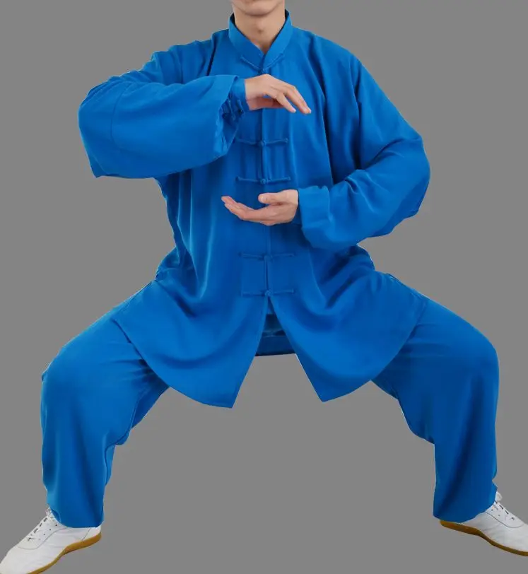 17 renk yüksek kaliteli Dövüş sanatları wushu giyim kung fu takım elbise tai chi üniformaları taiji kostümleri mavi/pembe / kırmızı Görüntü 2