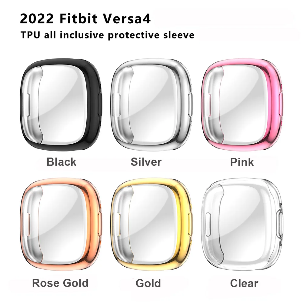 2 Paket Kılıfları Fitbit Versa için 4 Ekran Koruyucu Kapakları Yumuşak TPU Kaplama Tampon Tam Kapak Koruyucu Kılıf Versa 4 Smartwatch Görüntü 2