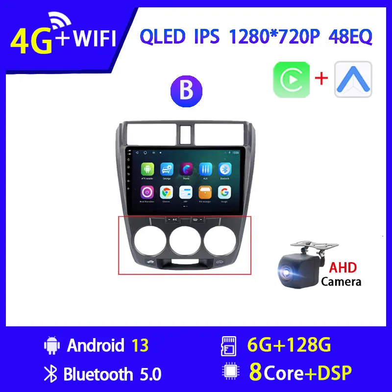 Android 13 Araba Radyo Honda City 2008-2013 için Multimedya Video Oynatıcı Navigasyon GPS stereo Carplay 4G wıfı DSP Kafa Ünitesi 2din Görüntü 2