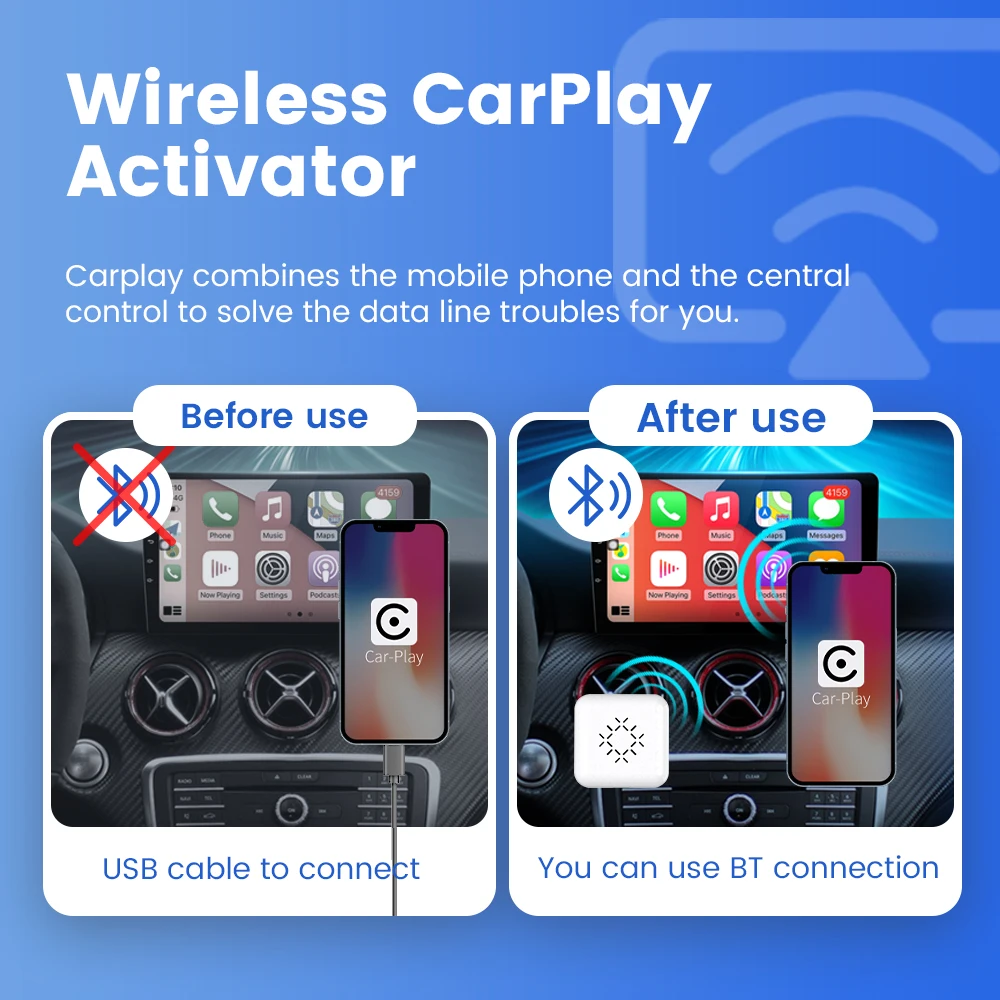 Araba Aksesuarları Mini AI TV KUTUSU Kablosuz Apple Carplay KUTUSU Aktivatör USB Tak ve Çalıştır Dongle Adaptörü WİFİ BT Ses Kontrolü Görüntü 2