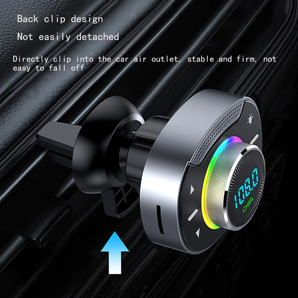 Araba FM Verici Bluetooth 5.3 FM Modülatör Aux 3.5 mm Jack AUX Adaptörü Araç Kiti Handsfree Aux Ses Araba MP3 Çalar Araç Kiti Görüntü 2