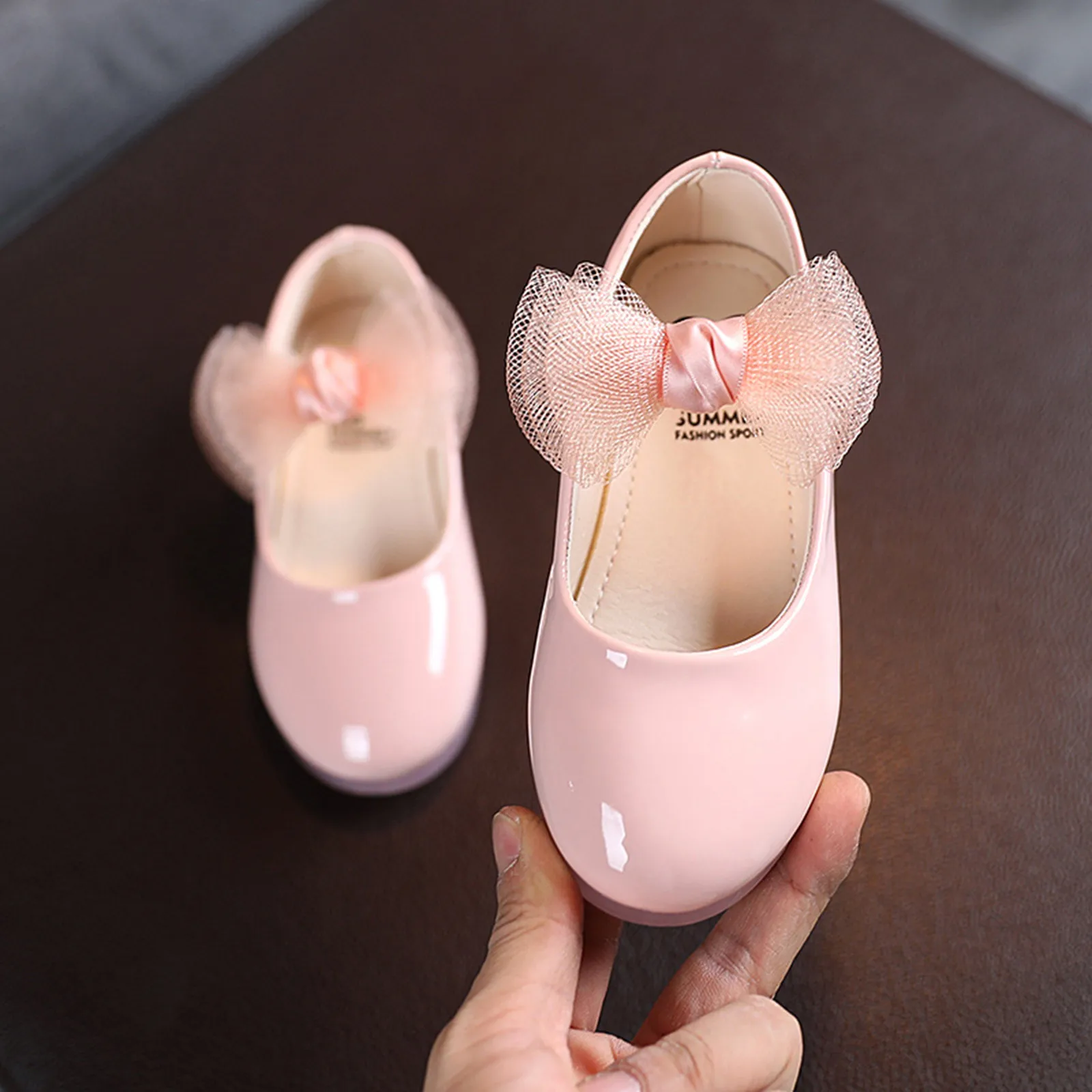 Ayakkabı bebek düğüm bebek düz kızlar Prenses çocuklar yürümeye başlayan deri yumuşak bebek ayakkabıları Görüntü 2