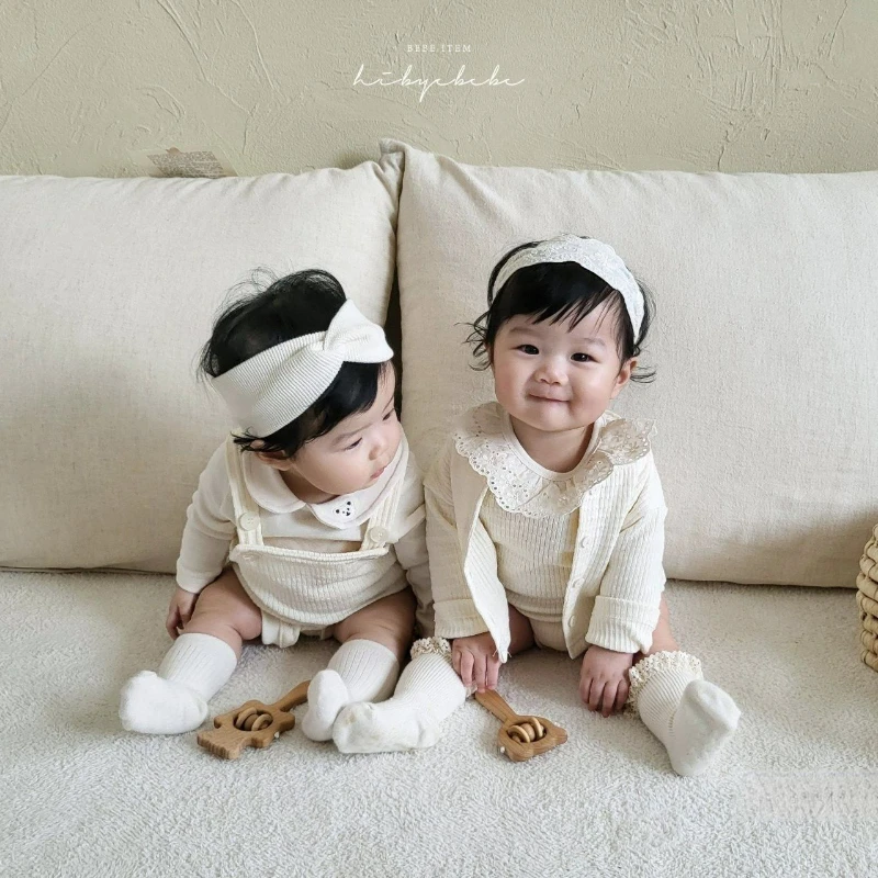 Bebek Kız Bodysuits Beyaz Dantel Tek Parça Giyim Bebek Çocuk Sonbahar Rahat Tulumlar Uzun Kollu Omuz Askısı Tulum Görüntü 2