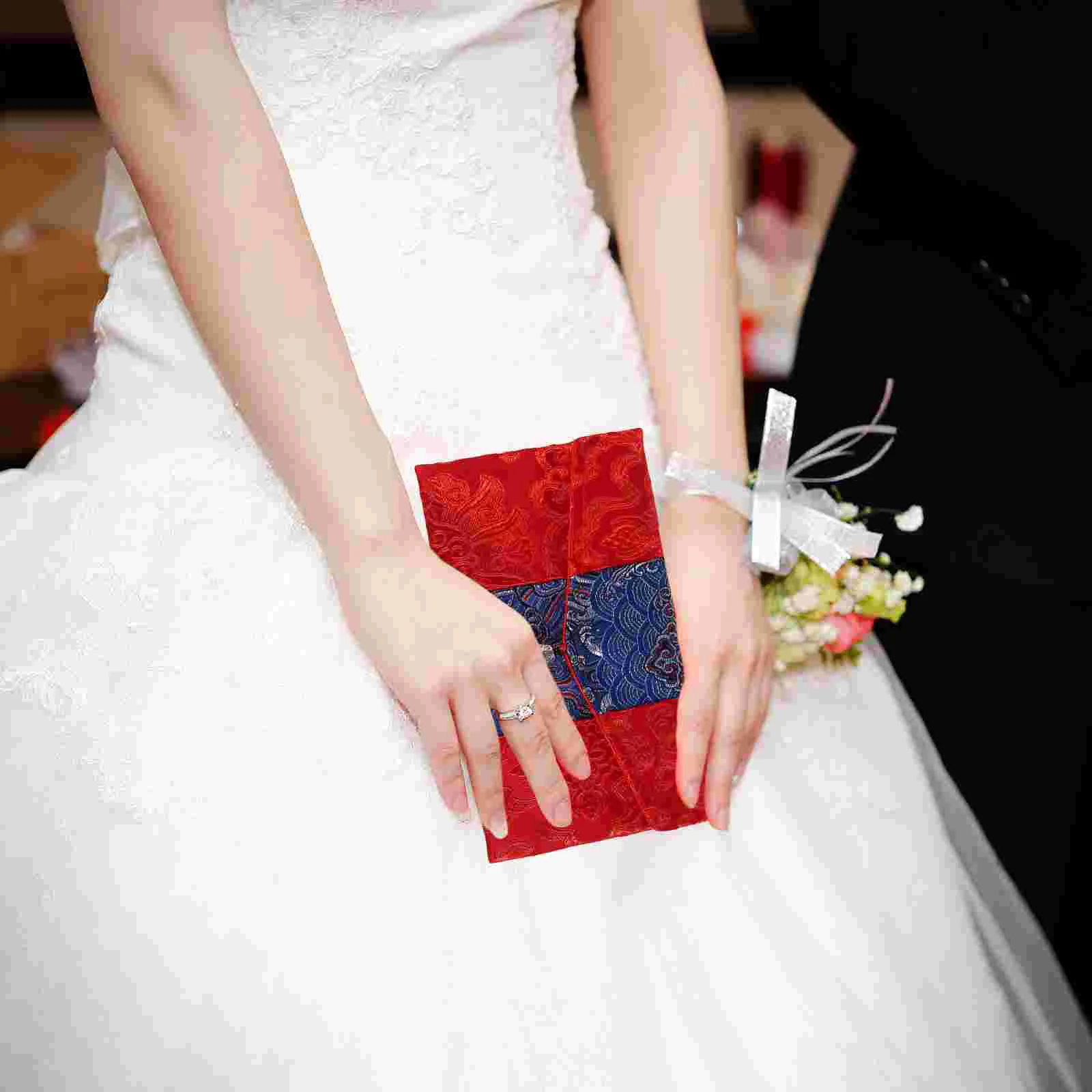 Bez Kırmızı Zarf Çin Tarzı Püskül Kırmızı Paket Para Çantası Yeni Yıl Düğün için Görüntü 2