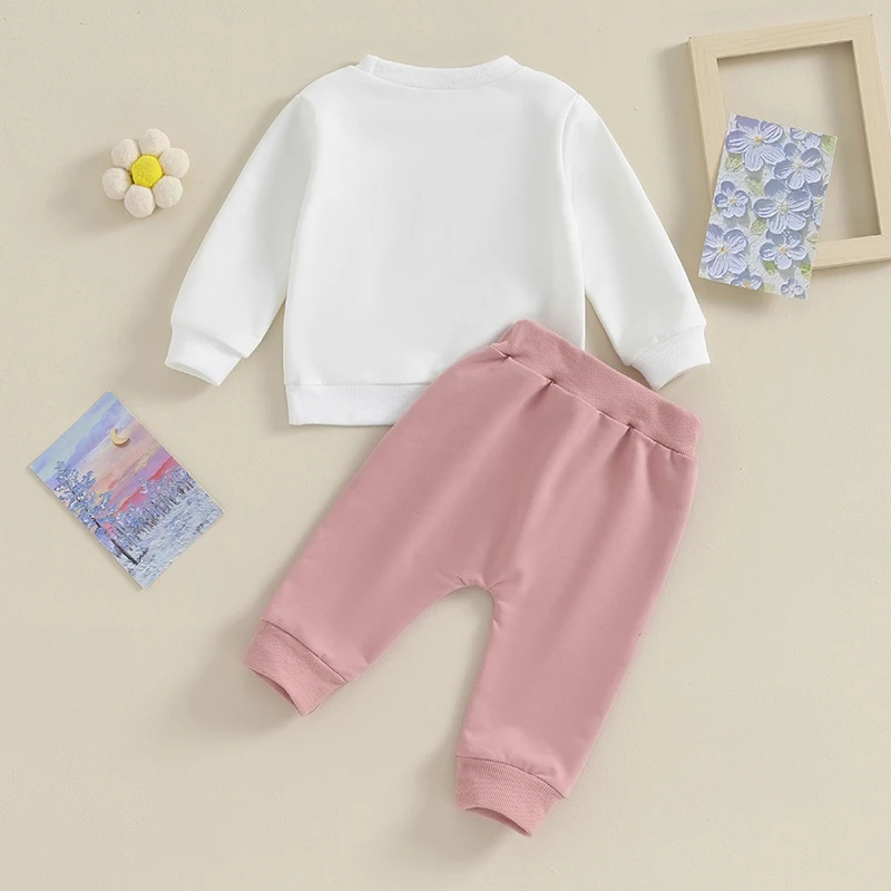 Citgeett Sonbahar Toddler Bebek Kız Güz Giyim Mektup Nakış Baskı Uzun Kollu Kazak Pantolon Kıyafet Suit Görüntü 2
