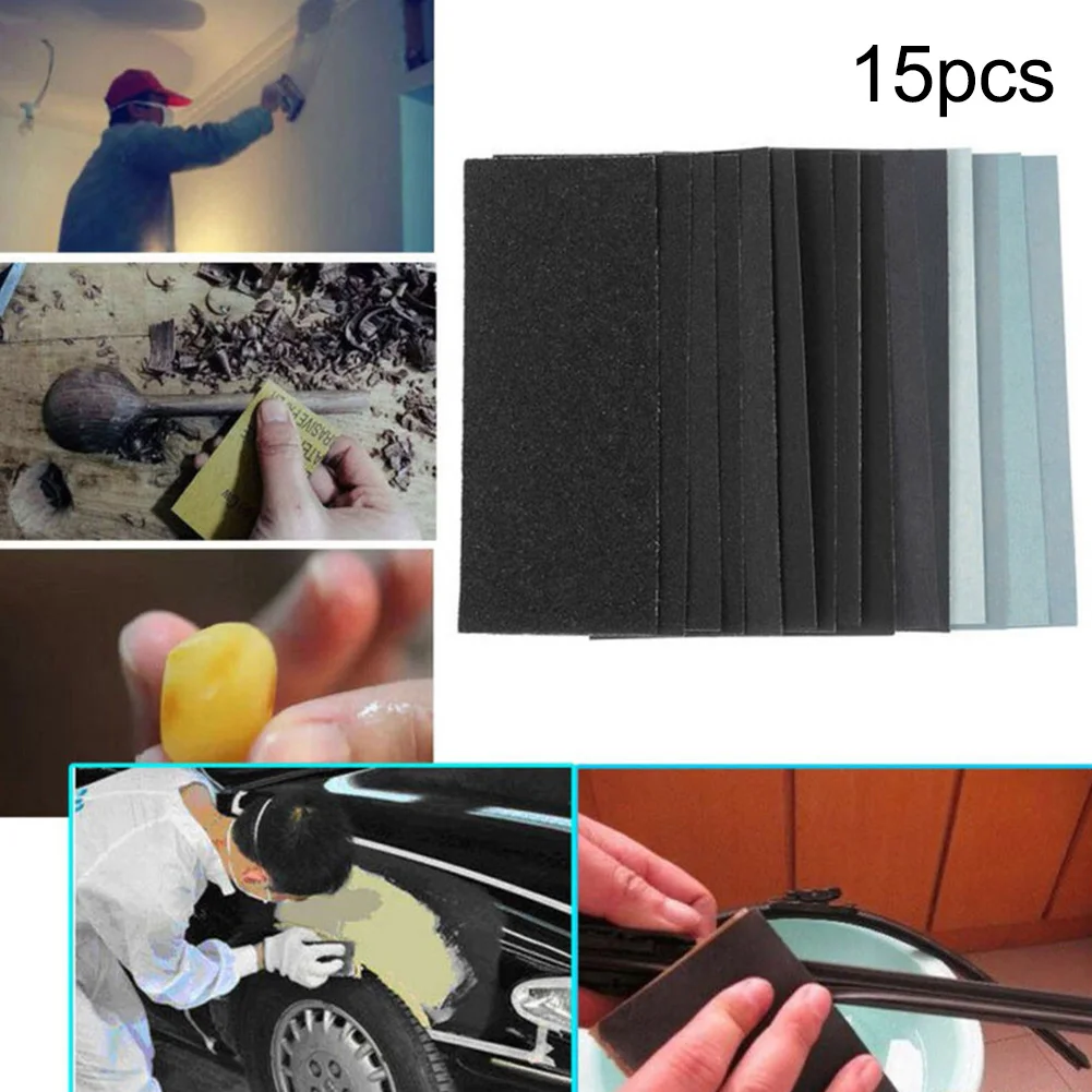 Dayanıklı yeni pratik zımpara Kum kağıt karışık ıslak kuru Kum kağıtları seti Silikon Karbür 2. 28x5. 55 İnç 14 * 6mm Görüntü 2