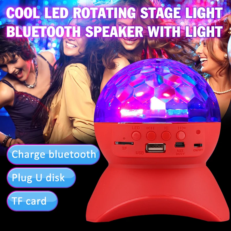 Disko sihirli top dj ışığı Ses Aktif 7 Renk Dönen LED Kristal Sahne projektör ışıkları Parti DJ Lambası Doğum Günü Partisi İçin Görüntü 2