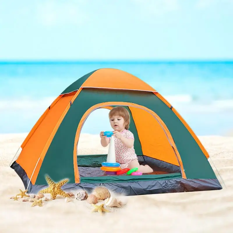 Dış mekan çadırları Kamp için UPF 50 + UV Koruma Su Geçirmez Anında Çadır Taşınabilir Çift Fermuarlı Çadır Seyahat Plaj Görüntü 2