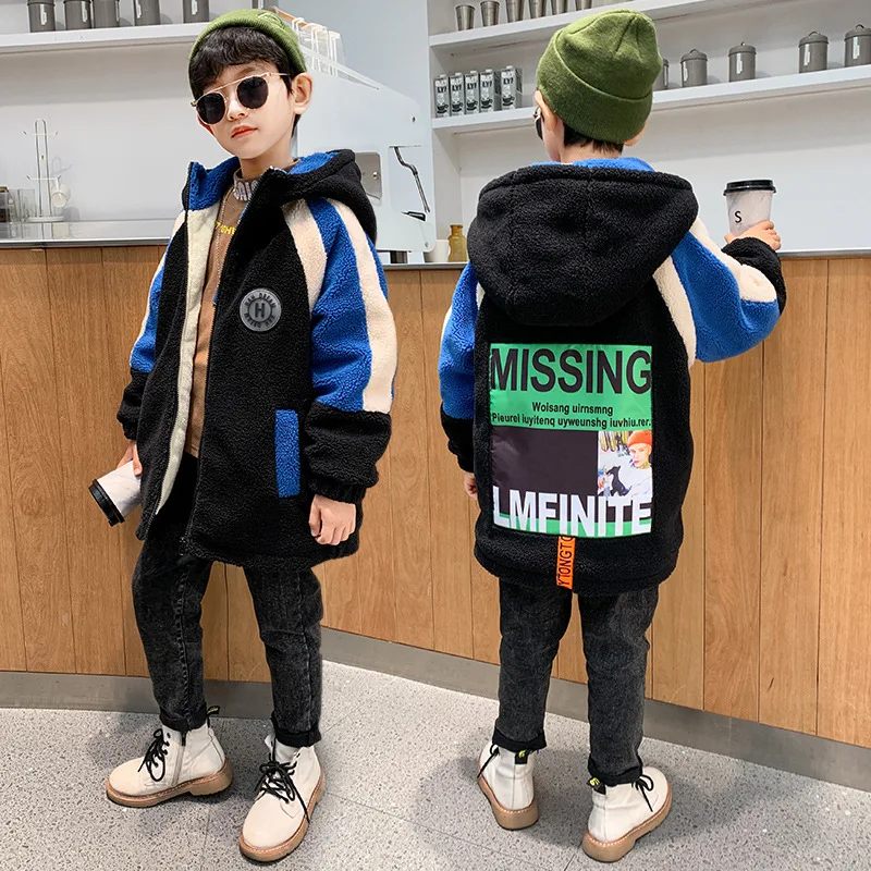 Erkek Ceket Ceket Pamuk Giyim Rüzgarlık 2023 Zarif Kalınlaşmak Kadife Kış Sıcak Okul Spor çocuk Giyim Görüntü 2