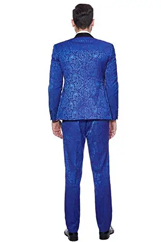 Erkek Şal Yaka 3 Parça Takım Elbise Slim Fit Bir Düğme Takım Elbise smokin Ceket Pantolon + Yelek Erkek Takım Elbise Düğün Kostüm Homme Görüntü 2