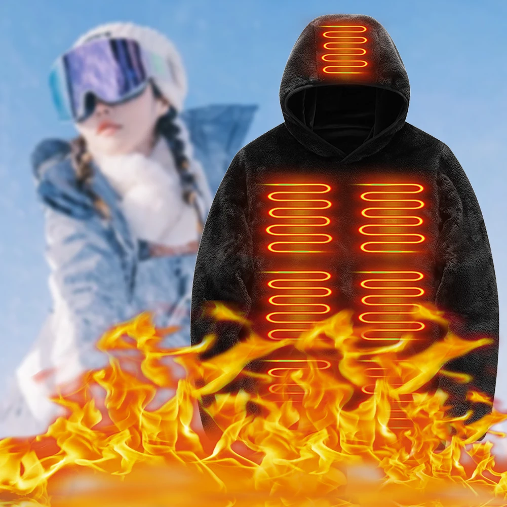 Erkekler kadınlar ısıtmalı ceket kış ısıtmalı giyim USB elektrikli ısıtmalı Hoodies sıcak tutmak yürüyüş gömlek ceket kayak ısıtmalı yelek Görüntü 2