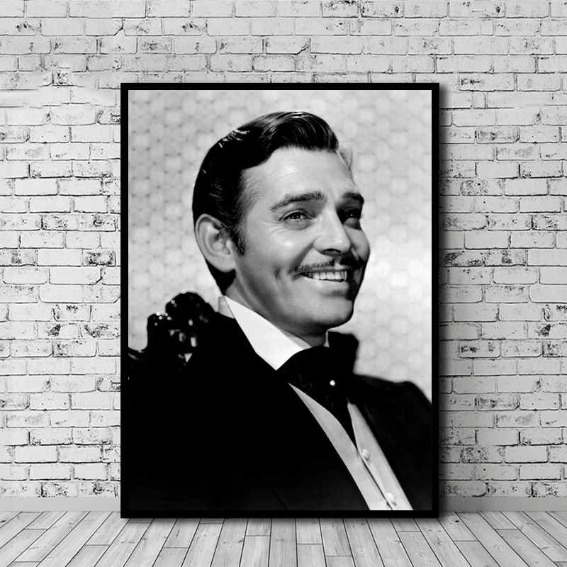 GX1814 Film Aktör Yıldız Clark Gable Smiler Serin Poster Baskılar Tuval Boyama Duvar sanat resmi Fotoğraf Oturma Odası Ev Dekor İçin Görüntü 2