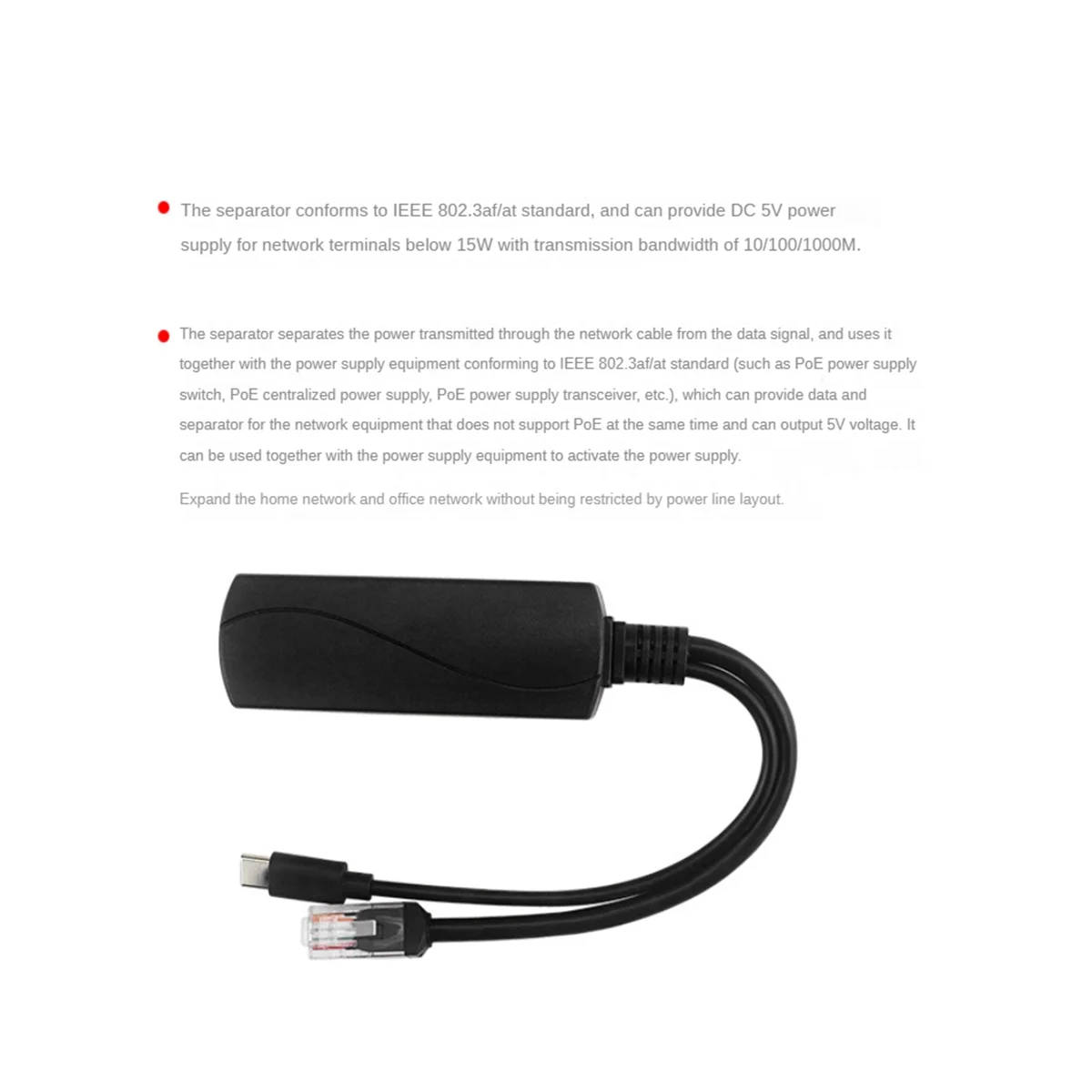 Gigabit POE Splitter 5V3A 1000Mbps Tip-C Ethernet üzerinden Güç CİSCO için HUAWEİ için IP Kamera Ahududu Pi için 4 Görüntü 2