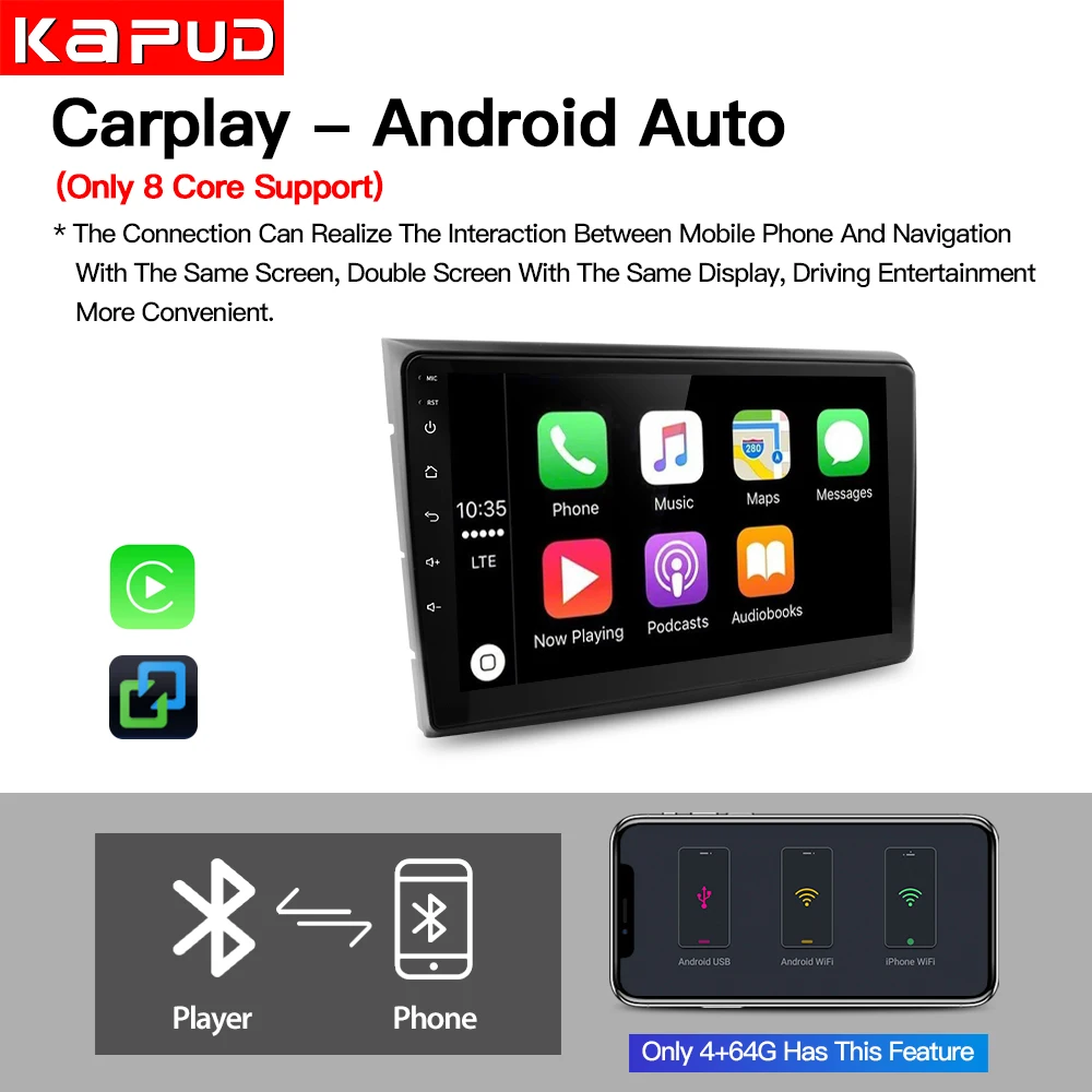 Kapud GPS 4G Android 11 Araba Radyo Multimedya Oynatıcı Fiat Bravo 2007 İçin 2010 2012 2014 Navigasyon Stereo DSP CarPlay wıfı SWC Görüntü 2