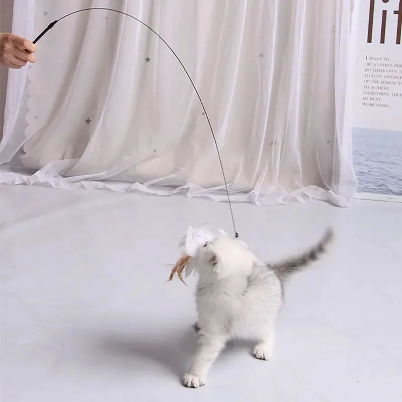 Kedi Oyuncak Komik Kedi Oyuncaklar İnteraktif Kendinden Hi Tüy Oyuncaklar Kediler için Alay Bite Dayanıklı Kediler Oyuncak Enayi Sopa ile Pet Malzemeleri Görüntü 2