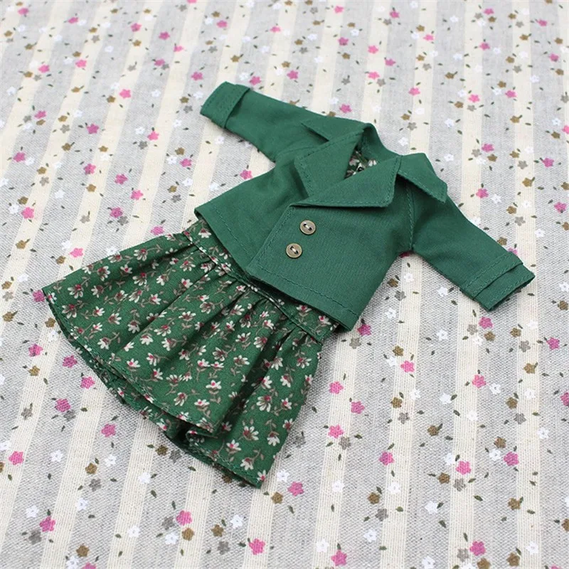 Kıyafetler Blyth doll için Yeşil ve Kahverengi elbise ceket ORTAK vücut serin soyunma 1/6 JBD BUZLU DBS Görüntü 2