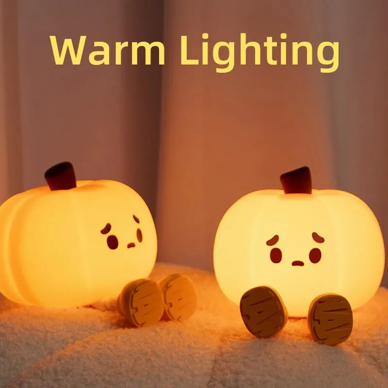 LED Sevimli Kabak lamba USB şarj edilebilir gece Lambası dokunmatik Sensör Silikon Kısılabilir ruh ışık yatak odası dekoru doğum günü hediyesi Görüntü 2