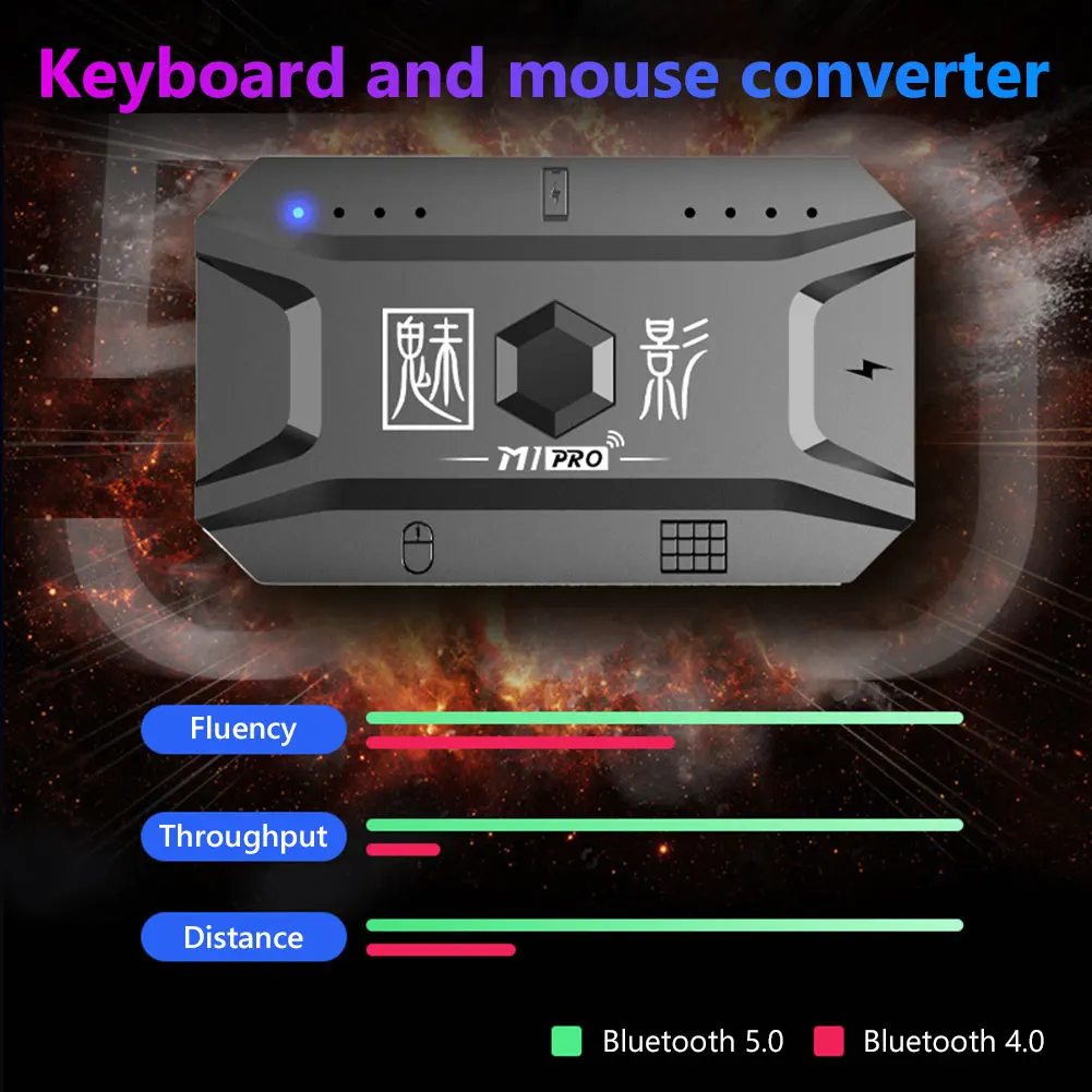M1PRO Tak ve Çalıştır Gamepad Mobil Denetleyici Oyun Klavyesi ve fare adaptörü Dönüştürücü Bluetooth 5.0 Android IOS Telefon için Görüntü 2