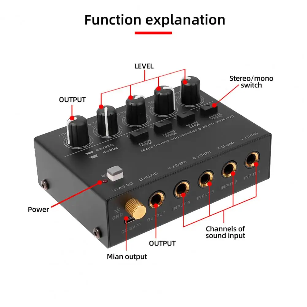 MAX400 Tuner Mono Basit Anahtarlama Düşük Gürültü Ses Kontrolü 4 Kanal Stereo ABD Plug Hattı Mikser Mini ses mikseri Stüdyo Malzemeleri Görüntü 2
