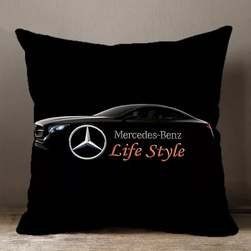 Minder örtüsü Mercedes-Benz Araba Dekoratif Yastık Kılıfı Çift Taraflı Baskılı Kare Yastık Kılıfı Görüntü 2