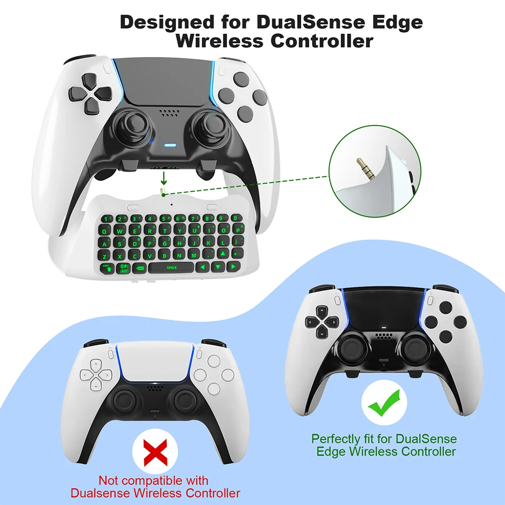 Mini Tuş Takımı Chatpad Bluetooth Uyumlu Kablosuz Oyun Tuş Takımı Yeşil Aydınlatmalı Dahili Hoparlör PS5 Elite Kolu Görüntü 2