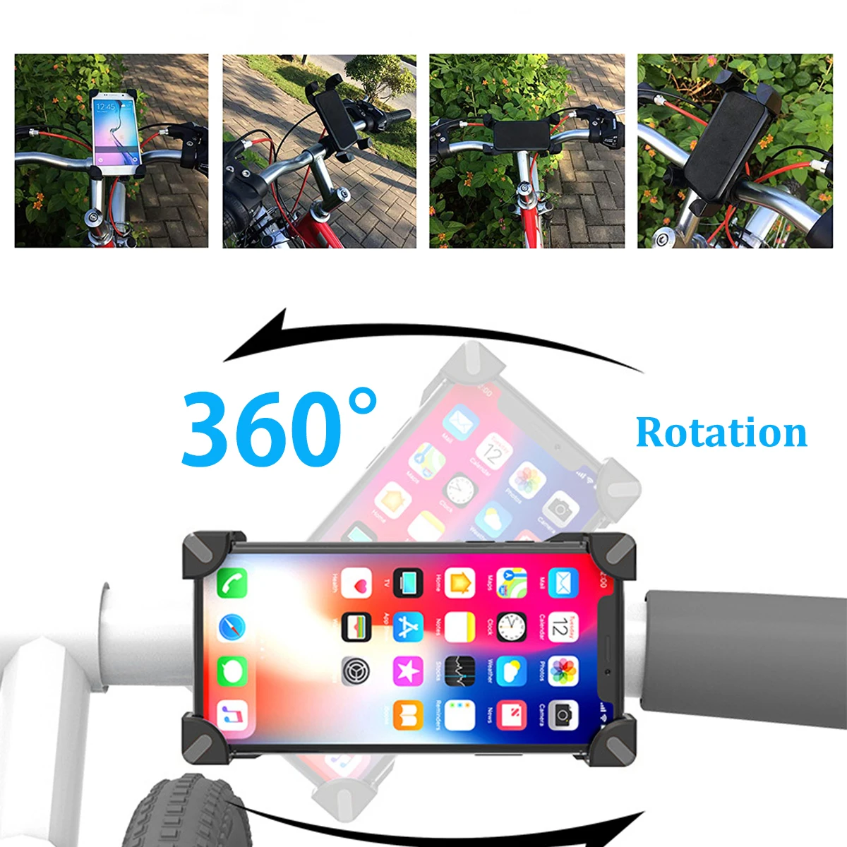 Motosiklet telefon tutucu Anti-shake ve Stabilize 360° Dönen Mekanik Bisiklet telefon tutucu IOS Android cihazlar ile Uyumlu Görüntü 2