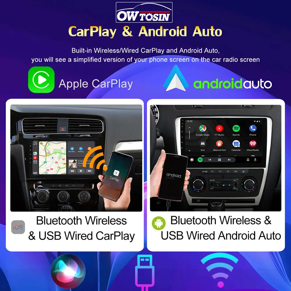 Owtosın QLED 2K 8G+256G Android 12 Araba Radyo VW Amarok İçin Beetle Bora Caddy EOS Golf Artı MK5 / 6 Vento 2003-2015 GPS CarPlay DSP Görüntü 2
