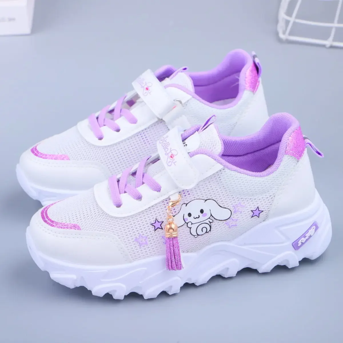 Sanrio Tarçın Kız Erkek Düz koşu ayakkabıları Yumuşak Taban Nefes Sneakers gündelik çocuk ayakkabısı spor ayakkabı Görüntü 2