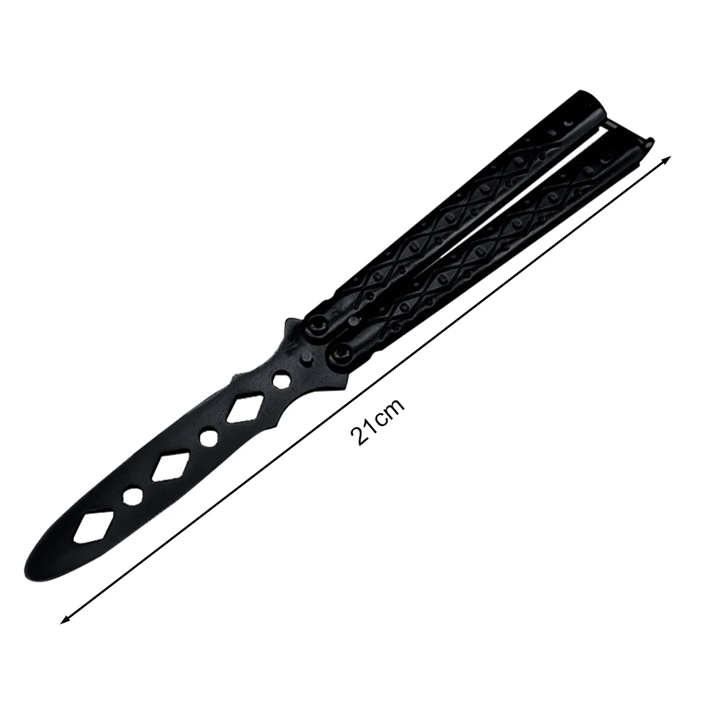Taşınabilir Uygulama Kelebek Bıçak Alaşımlı Çelik Katlanabilir Eğitim Bıçakları Dönüştürülebilir Açık Kesilmemiş Kelebek Bıçak Oyun için Görüntü 2