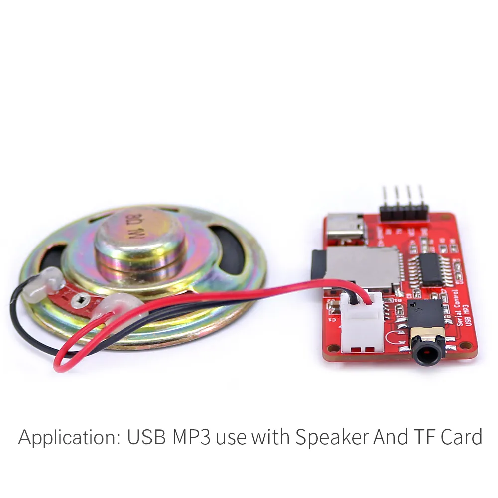 UART Seri Kontrol USB MP3 WAV Ses Müzik Çalar Modülü Dahili Amplifikatör + 1W Hoparlör + Mikro TF Kart Arduino için Uyumlu Görüntü 2