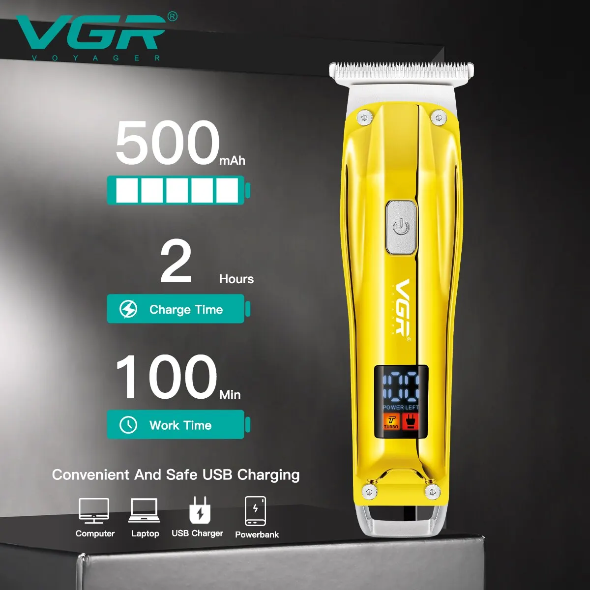 VGR Saç Kesme Elektrikli Saç Kesme Makinesi Akülü Saç Kesimi Makinesi Şarj Edilebilir Saç Düzeltici Taşınabilir Düzeltici Erkekler için V-956 Görüntü 2