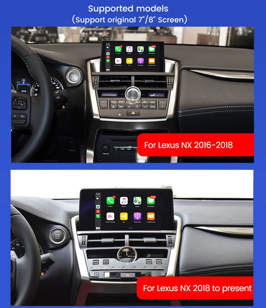 Yeni Varış Kablosuz CarPlay KUTUSU Lexus NX İçin NX200 NX300 2015-2020 Android Otomatik Ayna Bağlantı AirPlay Çevrimiçi Harita Tak ve Çalıştır Görüntü 2