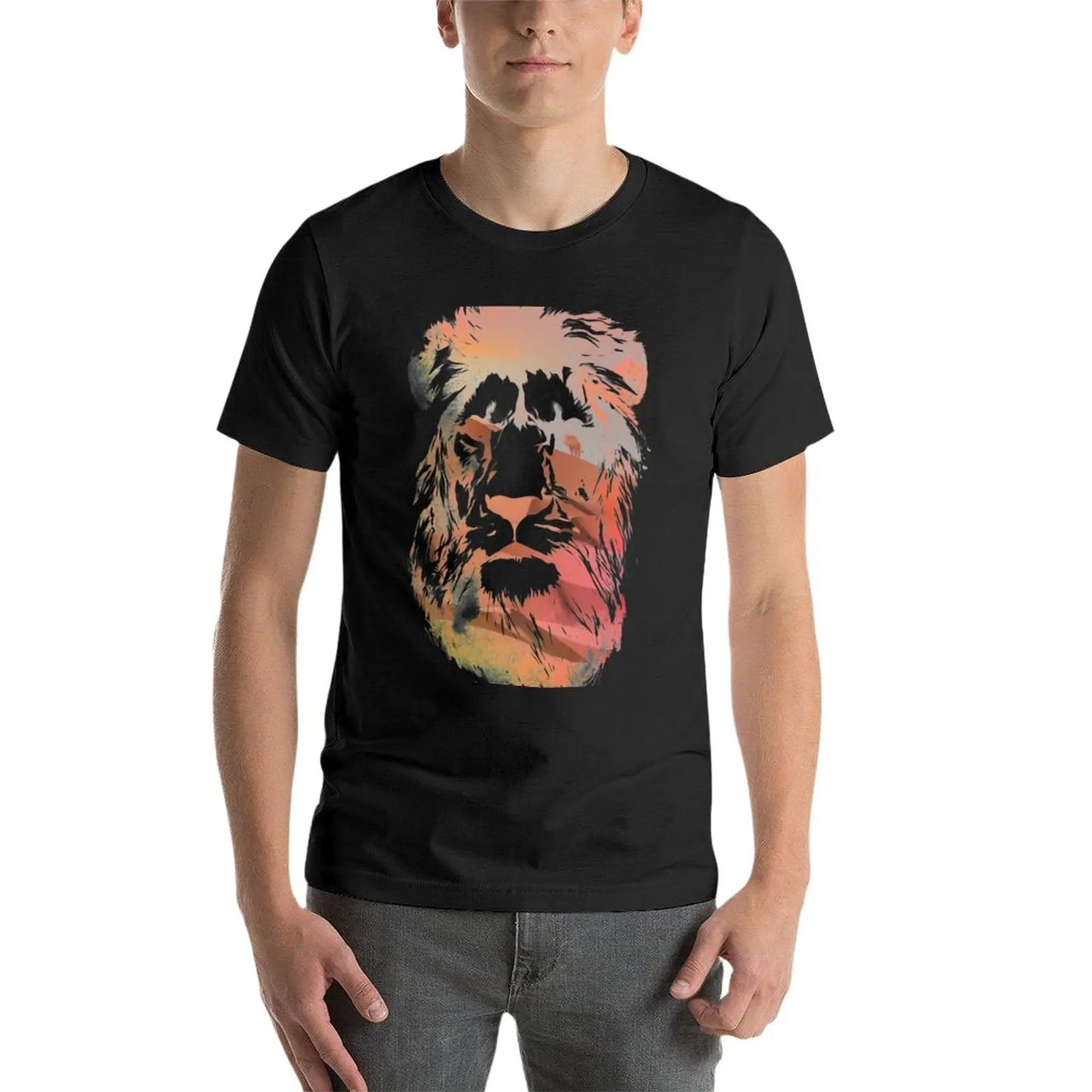 Yeni Çöl aslan T-Shirt grafik t shirt yaz üstleri kore moda erkek t-shirt Görüntü 2