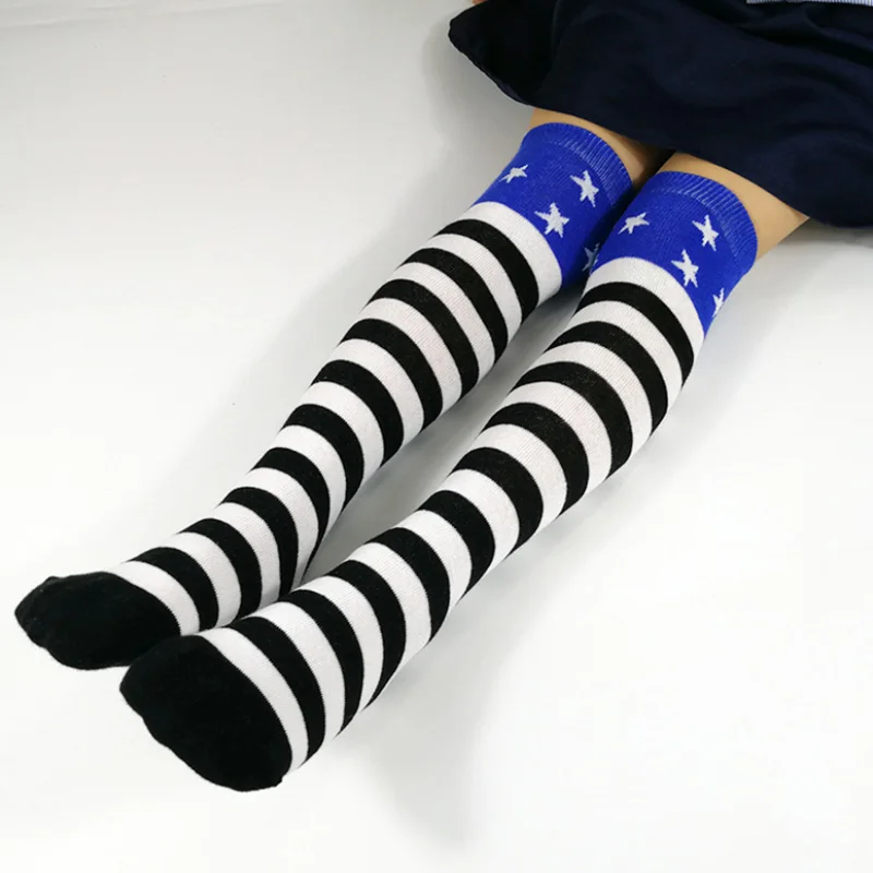 Çocuk Kız diz üstü çorap Çocuklar için Bebek Kız Erkek Uzun Boylu Çorap Yıldız Çizgili spor giyim Çocuk Yeni Moda 4-15 yıl Görüntü 2