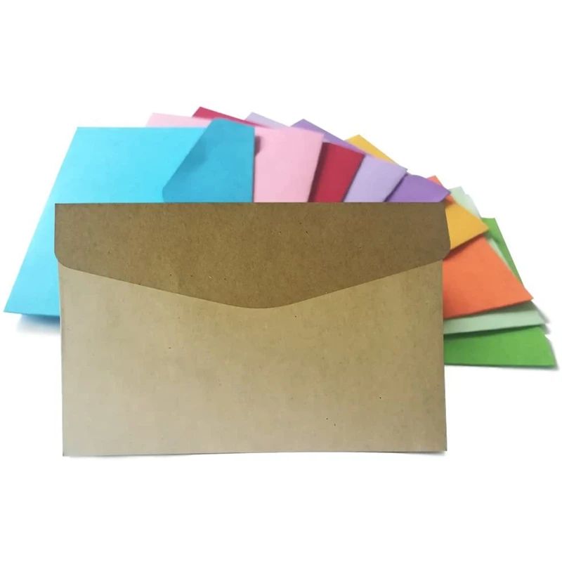 100 Adet Mini Zarflar 10 Renk Hediye Kartı Zarfları Kişiselleştirmek İçin Hediye Kartları Düğün Zarflar Veya Yer Kartı Görüntü 3