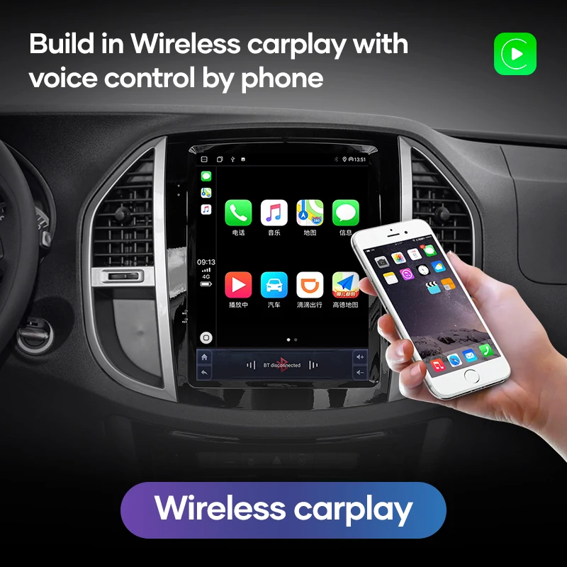 12.1 inç Araba Android 10 Radyo Çalar Toyota Fortuner 2016 İçin Multimedya Video GPS Tesla Tarzı Dikey Ekran Görüntü 3