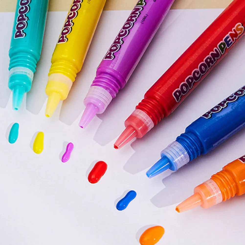 12 Adet Kabarcık Kalem Boya Fırçası Çocuklar için Sanat Boyama Kalemler Kabarık Hediyeler Çizim Kaynağı Plastik Görüntü 3