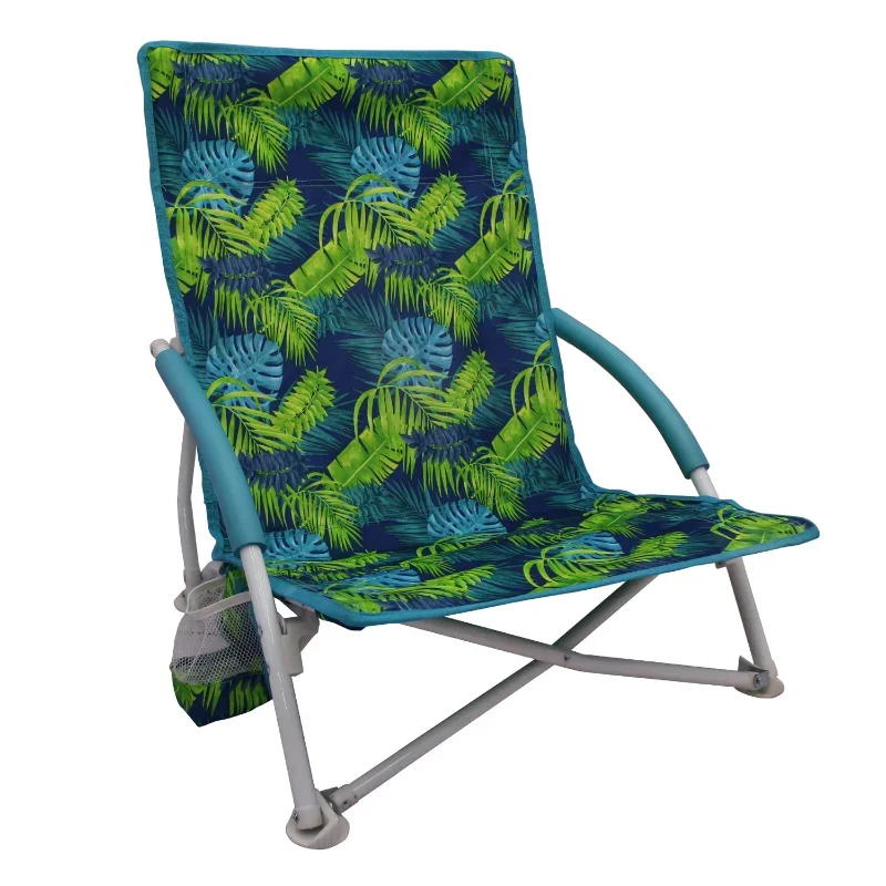 2-Pack Dayanakları Katlanır Düşük Koltuk Yumuşak Kol Plaj Çantası Sandalye Taşıma Çantası ile, Yeşil Palmiye Görüntü 3