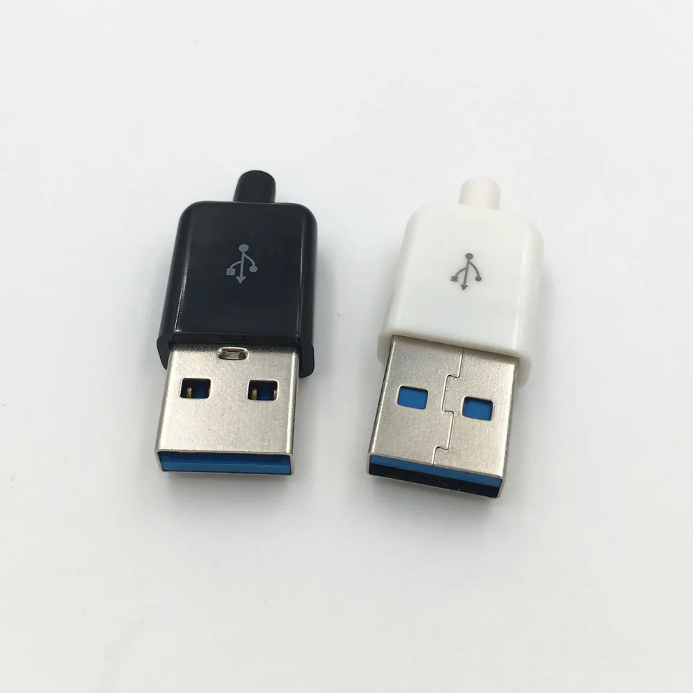 2 Takım DIY USB 3.0 A Erkek 4Pin Fiş Kaynak Tipi Soket 3 in 1 Konnektör Lehimleme Adaptörü Beyaz Siyah Görüntü 3