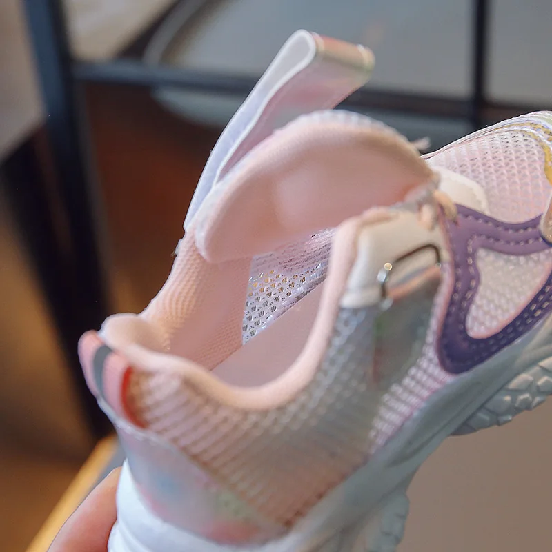 2023 Yeni Kızlar Sneakers Yaz Tek Örgü Nefes İçi Boş Örgü ayakkabı Kızlar Aşk Prenses Ayakkabı Yumuşak Taban koşu ayakkabıları Görüntü 3