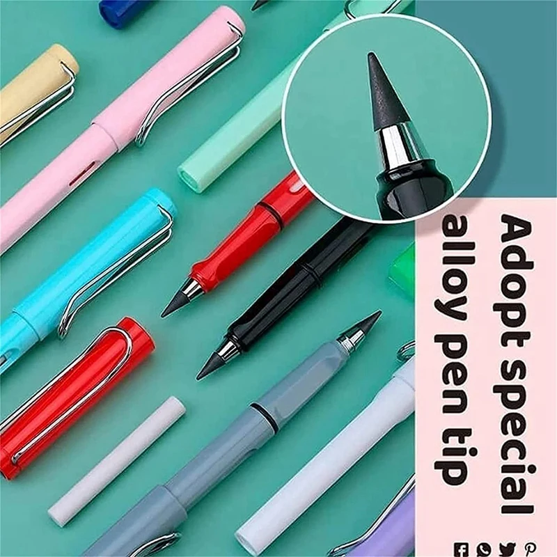5 Adet Ebedi Kalem 5 Yedek Kalem Ucu Seti Sınırsız Yazma Kalemler Silinebilir Kalem Çocuklar İçin Çizim Kalemleri Görüntü 3