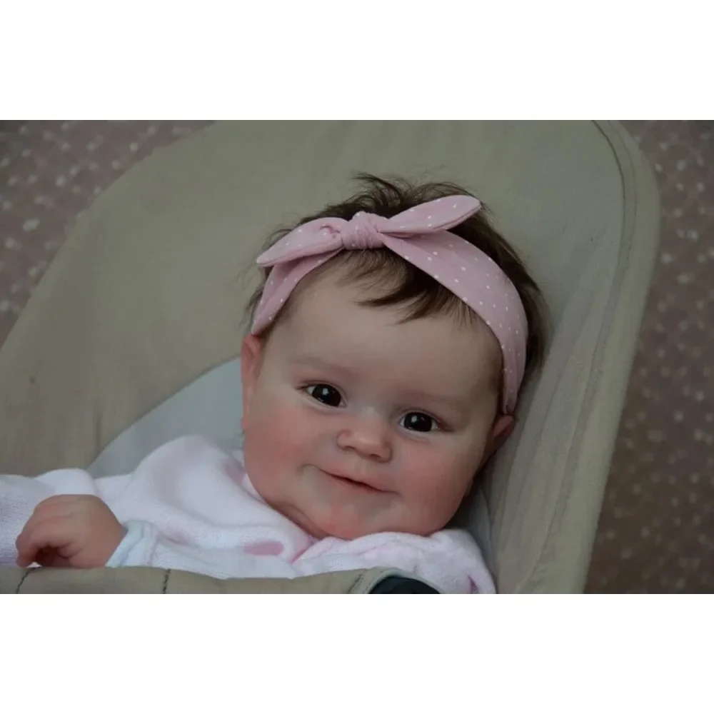 50CM Yeniden Doğmuş Bebek Bebek Yenidoğan Kız Bebek Gerçekçi Gerçek Yumuşak Dokunuşlu El Köklü Saç Yüksek Kaliteli El Yapımı Sanat Bebek Görüntü 3