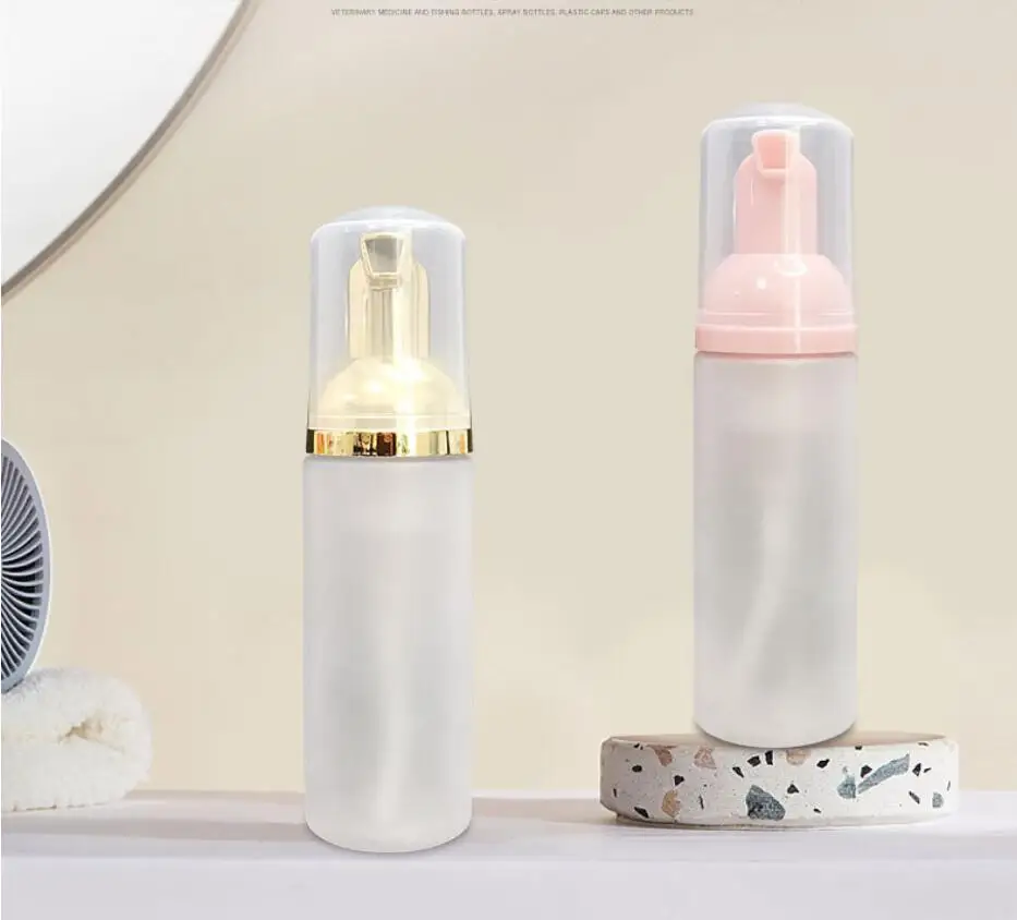 50ML buzlu plastik PET şişe köpük pompası sabun köpüğü yüz temizleyici losyon emülsiyon el yıkama suyu sıvı cilt ambalaj Görüntü 3