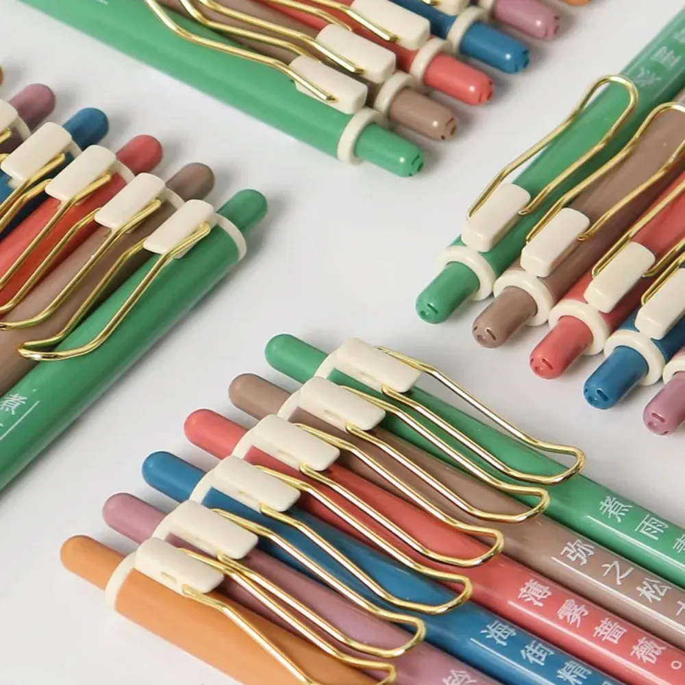 6 adet Retro Tarzı renkli jel mürekkep kalem seti Şehir Seyahat Tıklama Tipi 0.5 mm Tükenmez Yazma Okul Ofis Görüntü 3