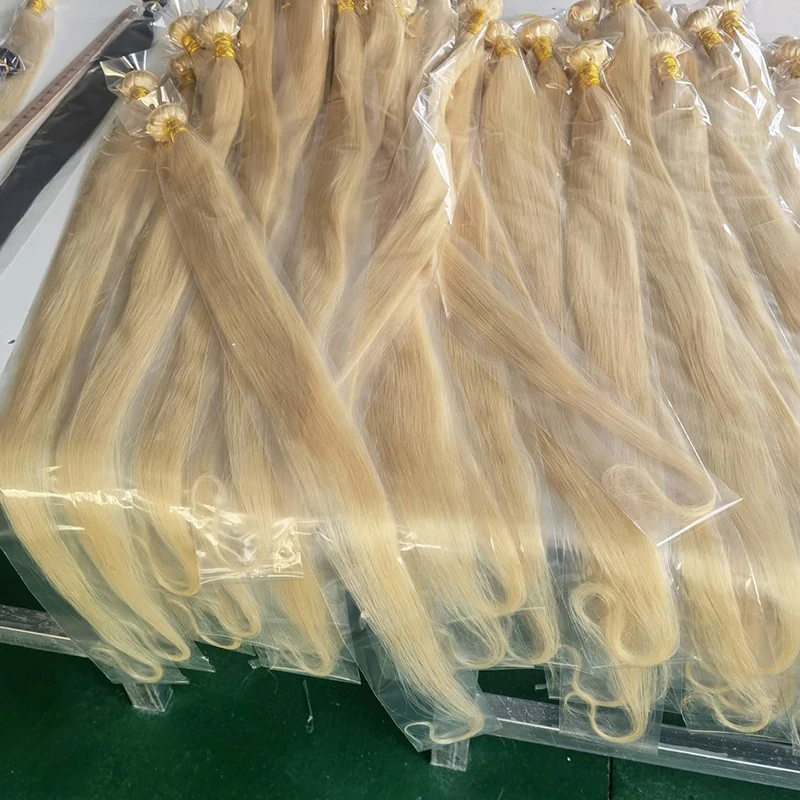 613 sarı saç Demetleri Çin Saç Örgü Demetleri 100 % Bal Sarışın düz insan saçı postiş 32 34 36 38 40 inç Remy Saç Görüntü 3