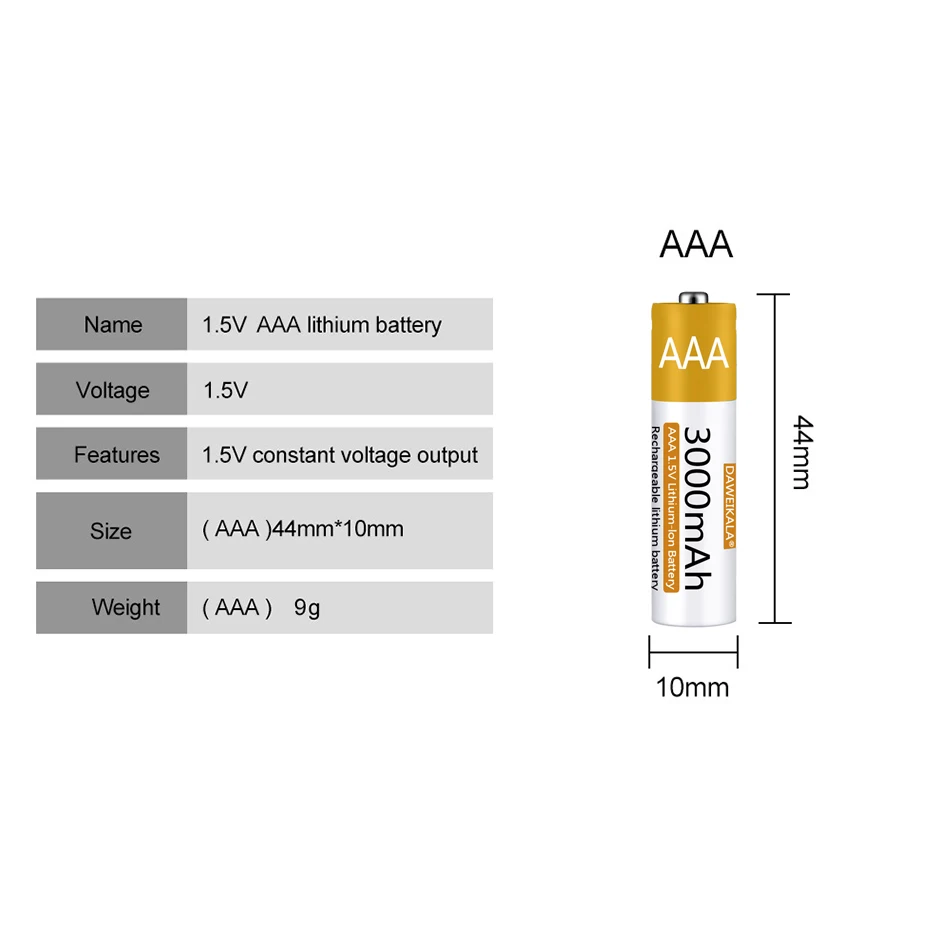 AAA Pil 1.5 V Şarj Edilebilir 3000mAh lityum iyon pil AAA Pil için uzaktan kumanda fare Elektrikli oyuncak USB şarjlı Görüntü 3