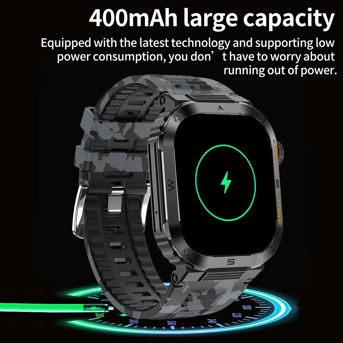 Akıllı saat Erkekler Spor Bluetooth Çağrı Smartwatch Güçlü Pil Ömrü 100 + Egzersiz Modları IP68 Su Geçirmez Spor Kol Saati Görüntü 3
