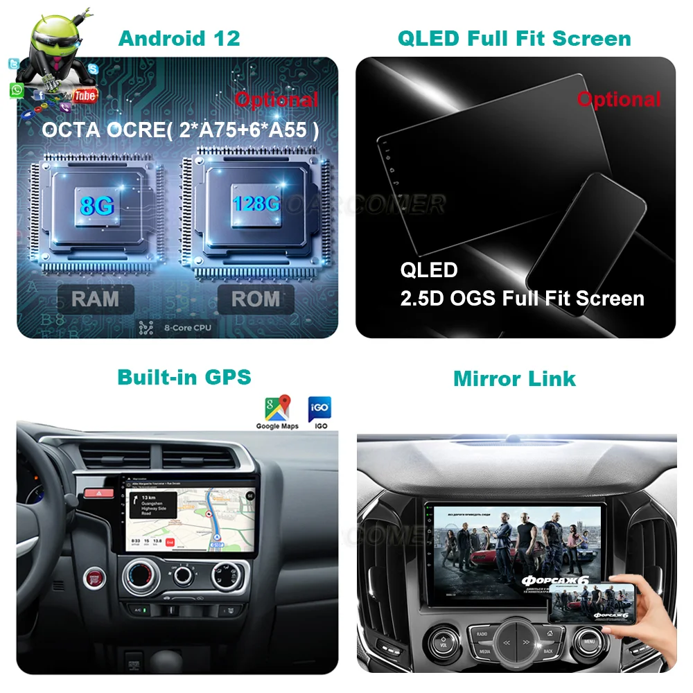 Android 12 Suzuki VAGON R 2015-2017 İçin Araba Radyo Stereo Multimedya Video Oynatıcı Navigasyon GPS Kablosuz Carplay RDS DSP DVD Görüntü 3